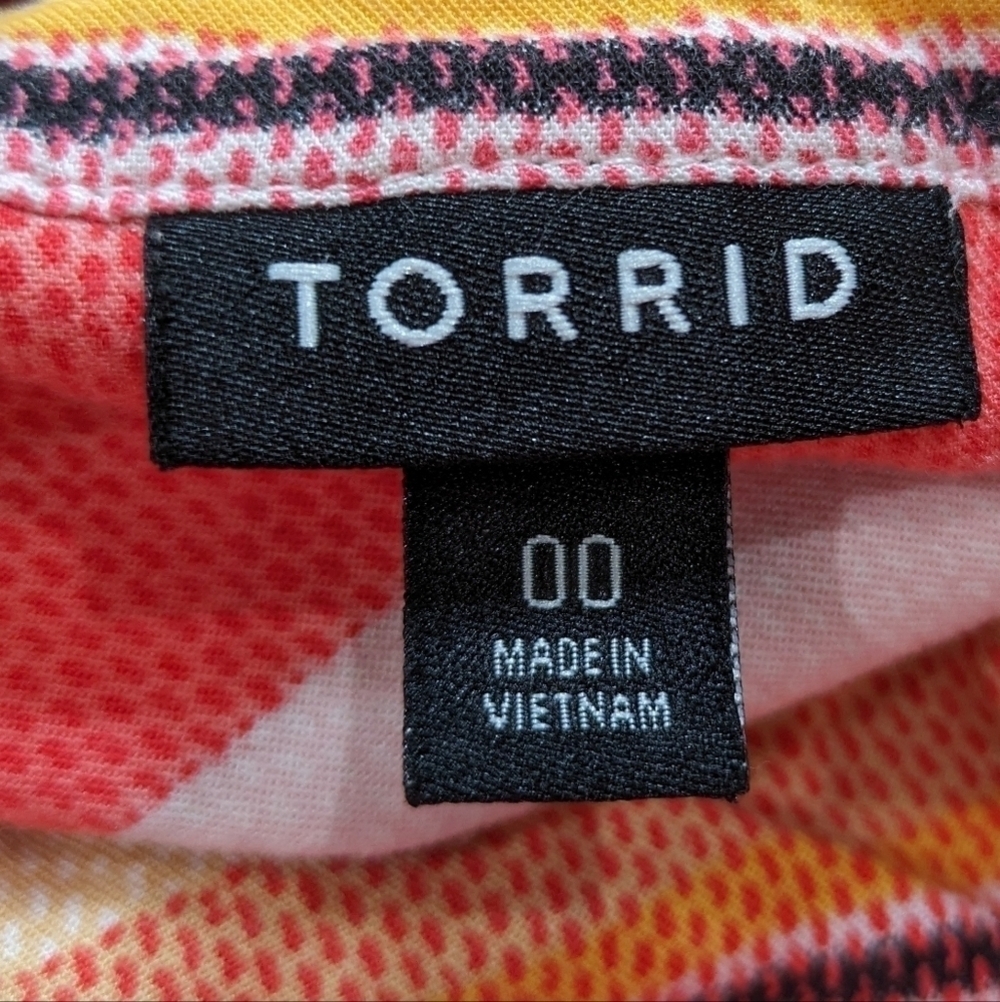 ✨3/$15 Torrid pink orange yellow striped drawstring waist dress 10 - Picture 9 of 11